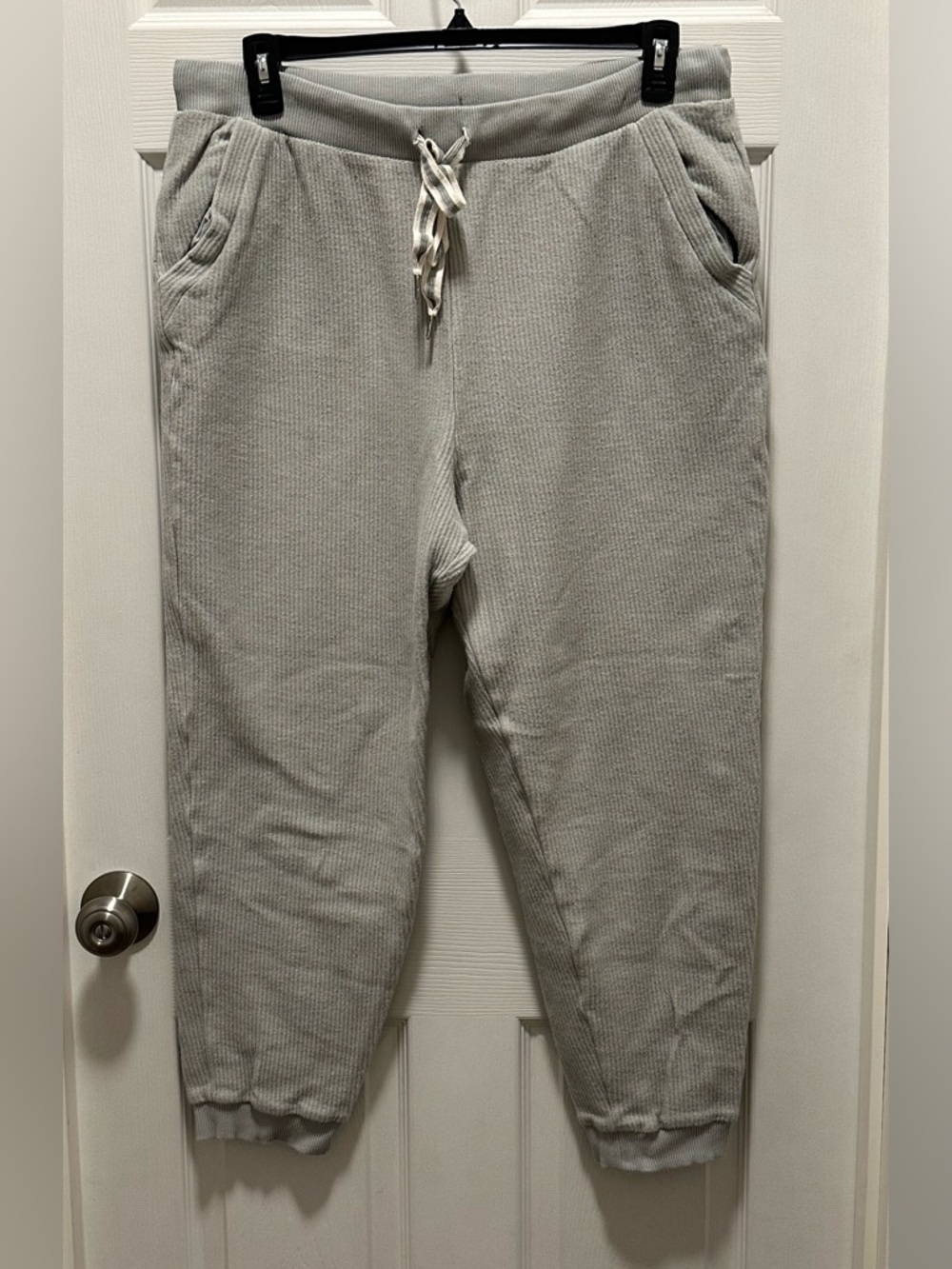 aerie 100% Cotton Athletic Ribbed Sweat Pants Women Light Sage Green XL Rise 14”